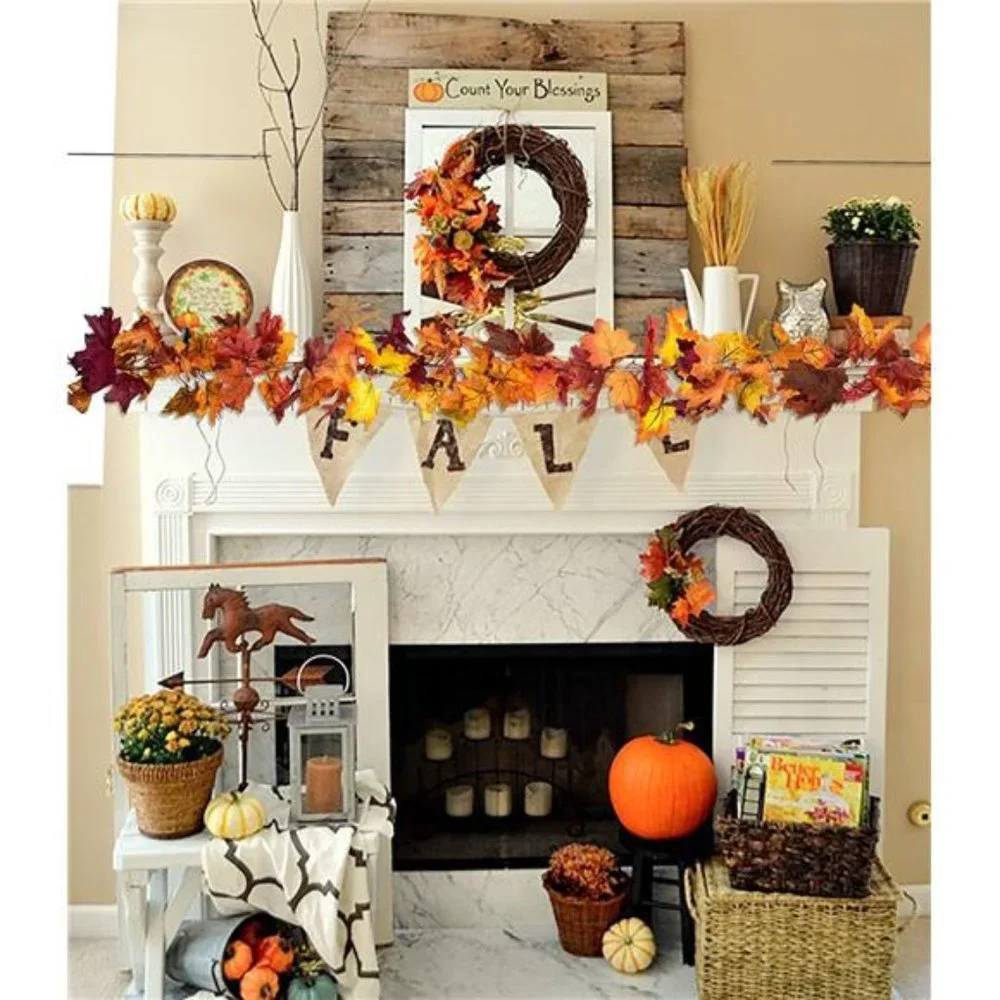 4 Pcs Fall Garland Maple Leaf, 5.9Ft/Piece Hanging Vine Garland Artificial